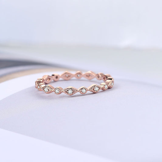 Women's Fashion Simple Inlaid Zircon Rose Gold Plated Ring