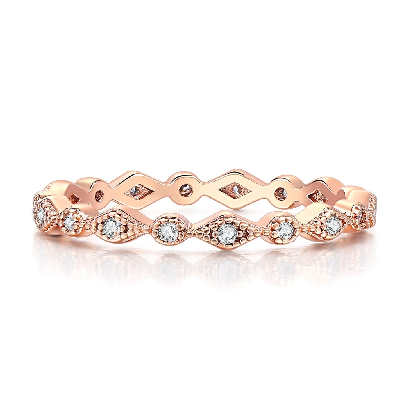 Women's Fashion Simple Inlaid Zircon Rose Gold Plated Ring