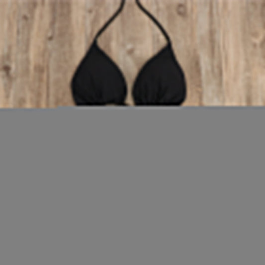 2pcs Halterneck Lace-up Bikini Women Summer Solid Color Sexy Split Strap Adjustable Swimsuit Suit
