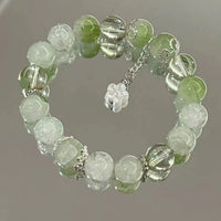 Women's Green Glass Flower Bracelet
