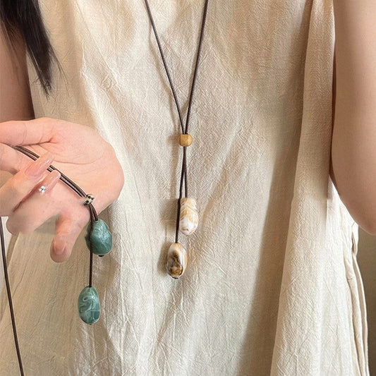 Bohemian Style Ceramic Necklace Female Geometric Shape