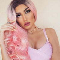 Black Gradient Wine Red Fluffy Big Wave Chemical Fiber Full Headgear