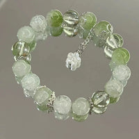 Women's Green Glass Flower Bracelet