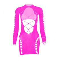 Long Sleeve Chest Hollow Sheath Skirt