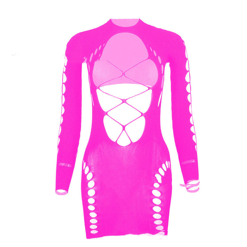 Long Sleeve Chest Hollow Sheath Skirt