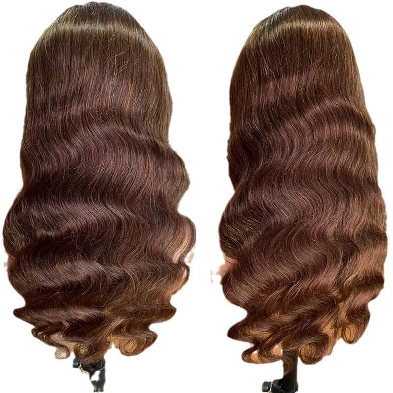 Brown Big Wave Fake Long Curly Wig Head Cover