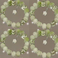 Women's Green Glass Flower Bracelet