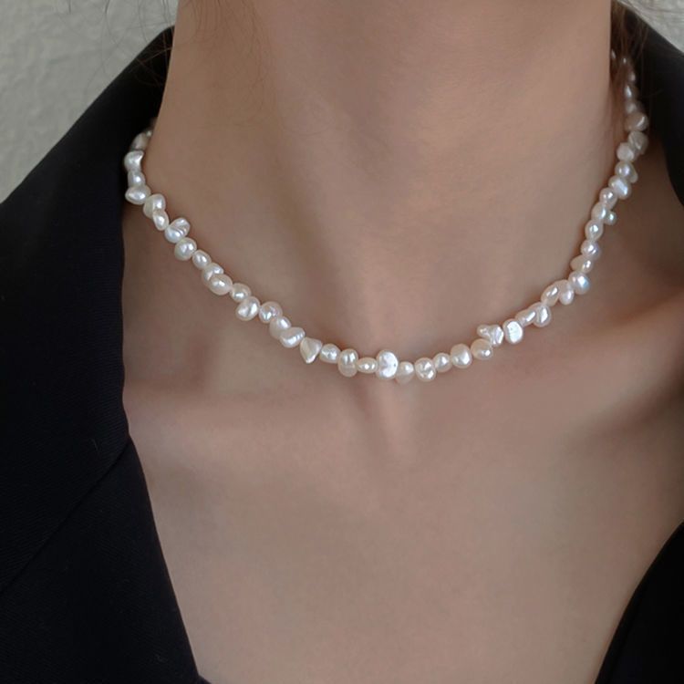 Vintage Grain Of Rice Freshwater Irregular Pearl Necklace For Women