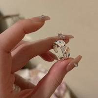 Colorful Oil Necklace Pleated Texture Open Ring