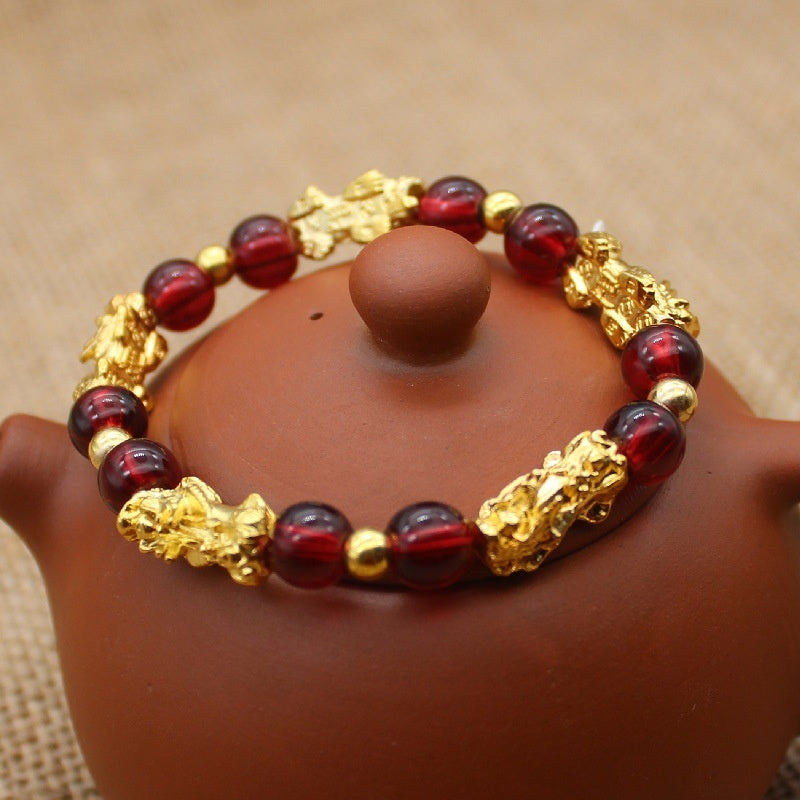 8mm Gold Plated Picchu Bracelet Female Personalized Bracelet