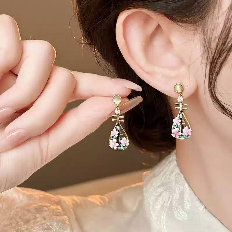 Chinese Style Pipa Flower New Chinese Style Cool Wind Earrings