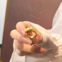 Square Diamond Brushed Ring High-grade Design Light Luxury Personality All-match Minority