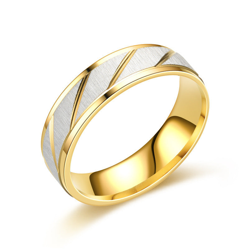 Popular Design 18K Gold Titanium Steel Couple Ring