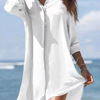 Old Women's Printed Plus Size Beach Sun Protection Shirt Dress