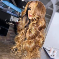 Honey Blonde Body Wave Lace Front Pre Plucked Highlight Wig
