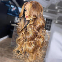 Honey Blonde Body Wave Lace Front Pre Plucked Highlight Wig