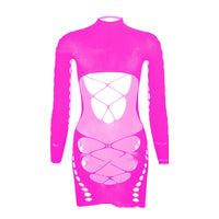 Long Sleeve Chest Hollow Sheath Skirt