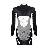 Long Sleeve Chest Hollow Sheath Skirt