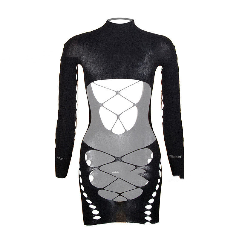 Long Sleeve Chest Hollow Sheath Skirt