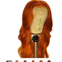 European And American Dark Orange Wig Hair Set Smooth Hair