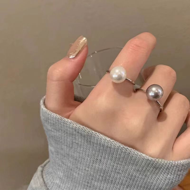 Female Sweet And Simple Open-end Pearl Ring