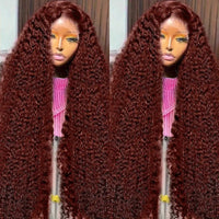 Fashion Front Lace Wine Red Long Curly Wig