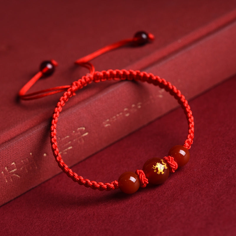 Zodiac Red Rope Bracelet Natural Red Agate