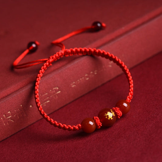 Zodiac Red Rope Bracelet Natural Red Agate
