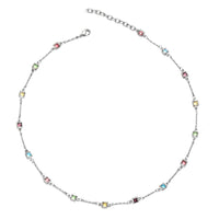 Rainbow Gem Necklace Simple Clavicle Chain