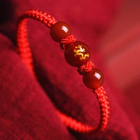 Zodiac Red Rope Bracelet Natural Red Agate