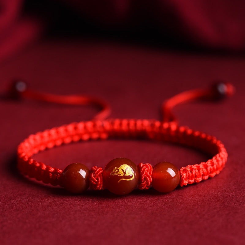 Zodiac Red Rope Bracelet Natural Red Agate