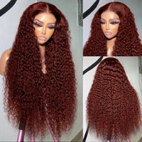 Fashion Front Lace Wine Red Long Curly Wig