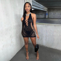 Hollow-out Ultra-short Hip Lace Dress