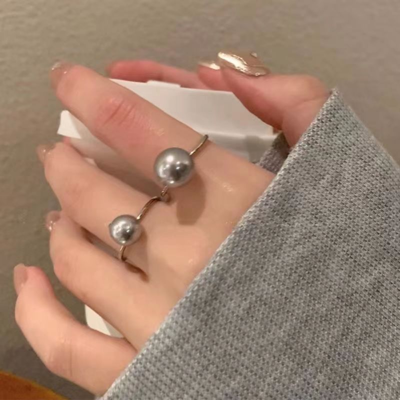 Female Sweet And Simple Open-end Pearl Ring