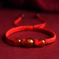 Zodiac Red Rope Bracelet Natural Red Agate
