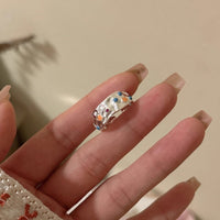 Colorful Oil Necklace Pleated Texture Open Ring