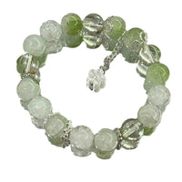 Women's Green Glass Flower Bracelet
