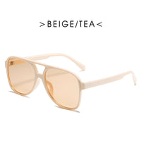 Retro Double Beam Ocean Lens Stylish Large Frame Sunglasses