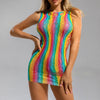 Sexy Stockings Sexy Rainbow Color Short Skirt Large Mesh Hollow Out