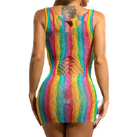 Sexy Stockings Sexy Rainbow Color Short Skirt Large Mesh Hollow Out