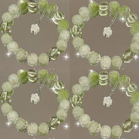 Women's Green Glass Flower Bracelet