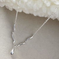 Women's Water Drop Curved Copper Necklace