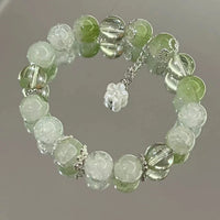 Women's Green Glass Flower Bracelet