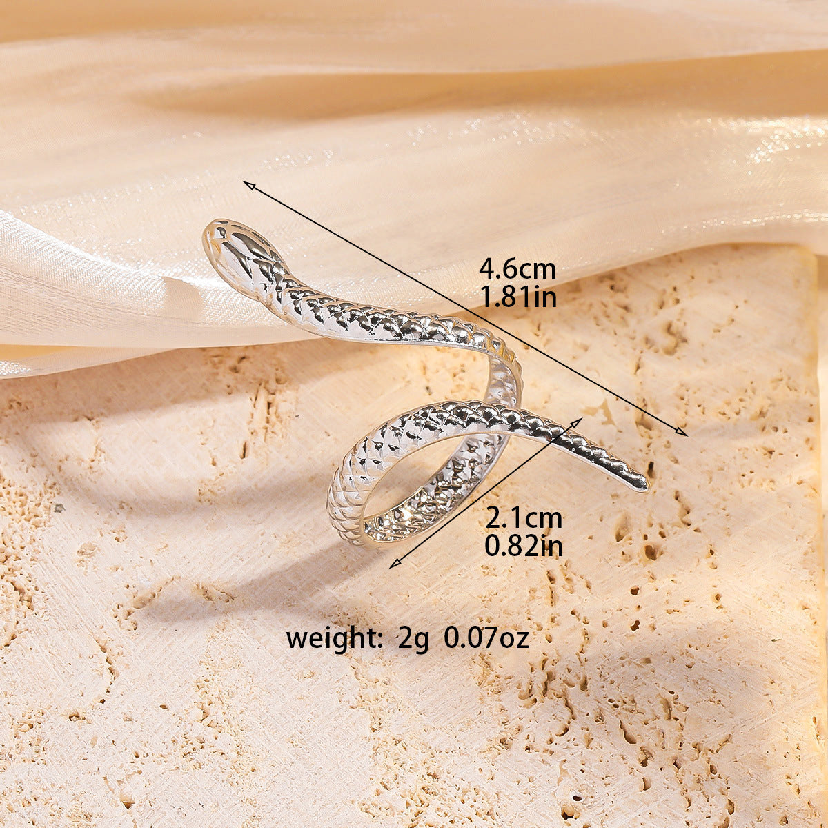 European And American Fashion Punk Goth Style Ring Snake-shaped Opening