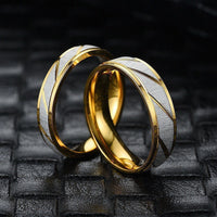 Popular Design 18K Gold Titanium Steel Couple Ring