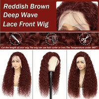 Reddish Brown Water Wave HD Lace Front Wig Human Hair