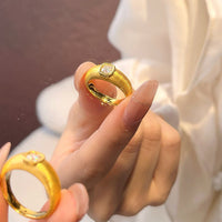 Square Diamond Brushed Ring High-grade Design Light Luxury Personality All-match Minority