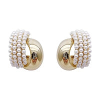 French Retro High-grade Pearl Metal Stud Earrings For Women