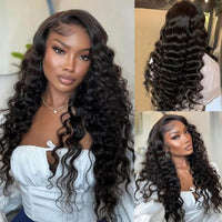 Deep Wave Lace Front Wig Human Hair Density 13x4 Loose Deep Wave HD Lace Front Wig Black Female